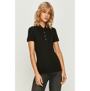 Lacoste t-shirt női, galléros, fekete