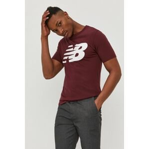 New Balance t-shirt MT03919BG barna, férfi, nyomott mintás