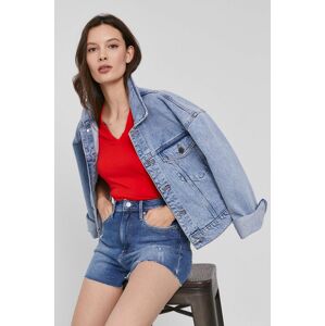Calvin Klein Jeans farmer rövidnadrág női, kék, sima, magas derekú