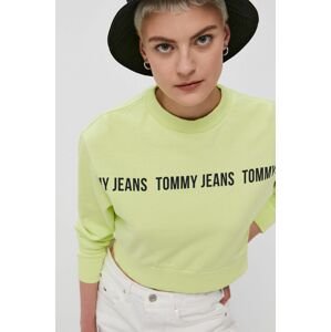 Tommy Jeans pamut melegítőfelső zöld, női, nyomott mintás