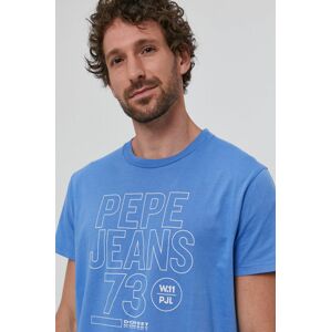 Pepe Jeans t-shirt SKYLER kék, férfi, nyomott mintás