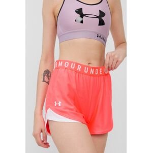 Under Armour edzős rövidnadrág Play Up 3.0 rózsaszín, nyomott mintás, közepes derékmagasságú