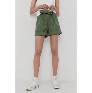 Tommy Jeans rövidnadrág női, zöld, sima, magas derekú