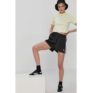 adidas Originals rövidnadrág H37806 női, fekete, sima, magas derekú