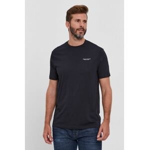 Armani Exchange pamut póló sötétkék, nyomott mintás