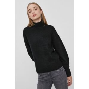 Y.A.S pulóver könnyű, női, fekete, félgarbó nyakú