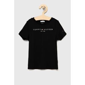 Tommy Hilfiger gyerek pamut póló fekete, nyomott mintás