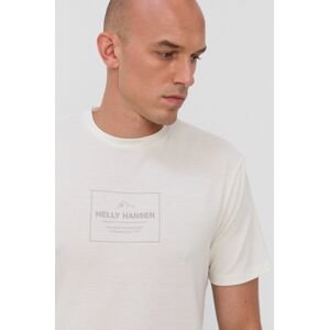 Helly Hansen t-shirt krémszínű, férfi, nyomott mintás