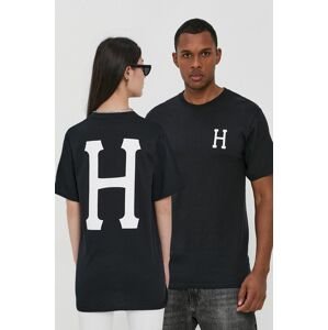 HUF pamut póló fekete, nyomott mintás