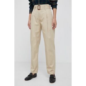 Polo Ralph Lauren nadrág női, bézs, magas derekú széles