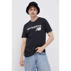 New Balance t-shirt MT03905BK fekete, férfi, nyomott mintás