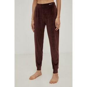 Emporio Armani Underwear pizsama nadrág női, barna, közepes derékmagasságú egyenes