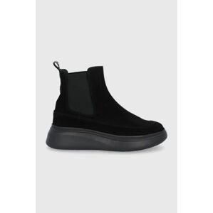 MOA Concept magasszárú cipő velúrból fekete, női, platformos