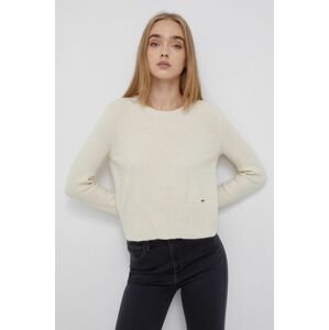 Pepe Jeans gyapjúkeverék pulóver könnyű, női, krémszínű
