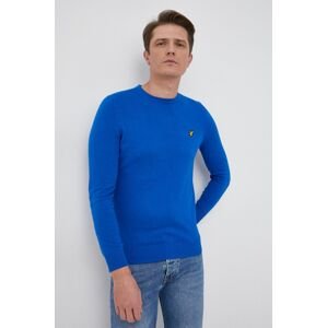 Lyle & Scott gyapjúkeverék pulóver könnyű, férfi, kék