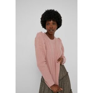 Answear Lab gyapjúkeverék pulóver könnyű, női, rózsaszín