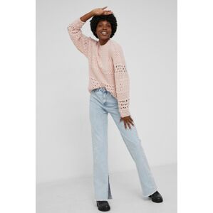Answear Lab gyapjúkeverék pulóver könnyű, női, rózsaszín