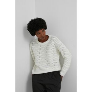 Answear Lab gyapjúkeverék pulóver könnyű, női, krémszínű