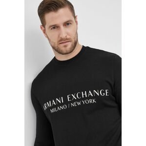 Armani Exchange pamut melegítőfelső fekete, férfi, nyomott mintás
