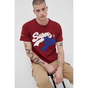 Superdry t-shirt bordó, férfi, nyomott mintás