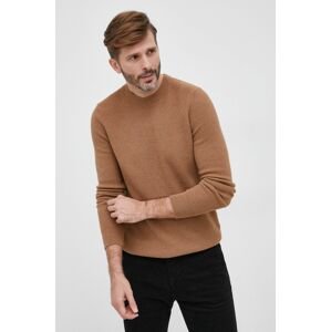 Sisley gyapjúkeverék pulóver könnyű, férfi, bézs
