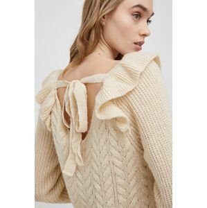 Vila gyapjúkeverék pulóver könnyű, női, krémszínű