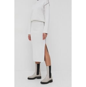Victoria Victoria Beckham gyapjú szoknya fehér, midi, egyenes