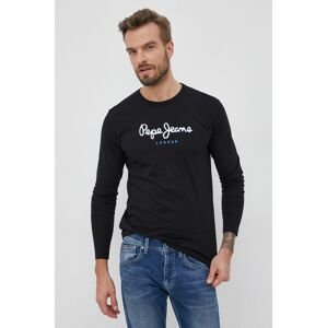 Pepe Jeans pamut hosszúujjú Eggo Long fekete, sima