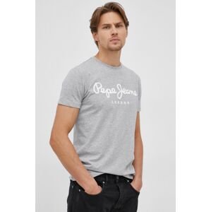 Pepe Jeans t-shirt Original Stretch szürke, nyomott mintás