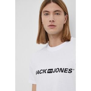 Jack & Jones pamut póló fehér, nyomott mintás