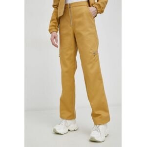 adidas Originals pamut nadrág HE4738 női, sárga, magas derekú egyenes