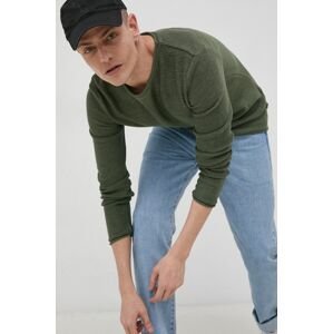 Solid pulóver könnyű, férfi, zöld