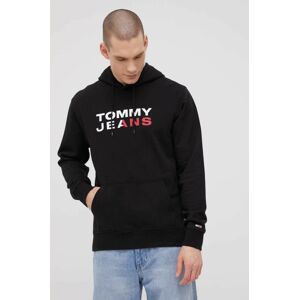 Tommy Jeans pamut melegítőfelső fekete, férfi, nyomott mintás