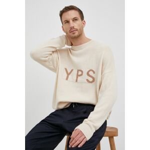 Young Poets Society gyapjúkeverék pulóver könnyű, férfi, bézs