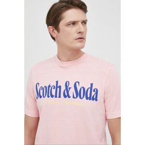 Scotch & Soda pamut póló rózsaszín, nyomott mintás
