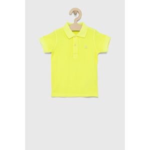 United Colors of Benetton gyerek pamut póló sárga, sima