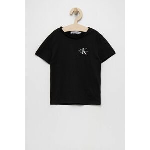 Calvin Klein Jeans gyerek pamut póló fekete, nyomott mintás