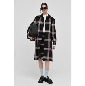 Karl Lagerfeld gyapjú kabát fekete, átmeneti