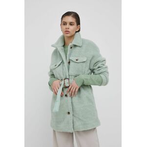 Pieces rövid kabát női, zöld, átmeneti, oversize