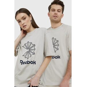 Reebok Classic pamut póló HD4016 szürke, nyomott mintás
