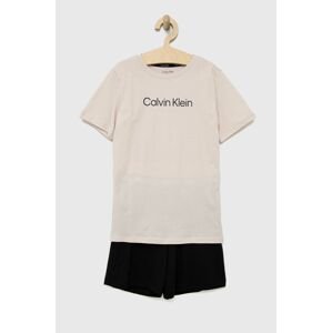 Calvin Klein Underwear gyerek pamut pizsama szürke, nyomott mintás