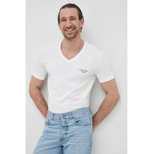 Calvin Klein Jeans t-shirt fehér, férfi, nyomott mintás