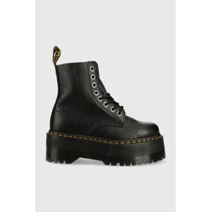 Dr. Martens bőr bakancs fekete, női, platformos