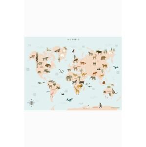 Vissevasse poszter World Map Animal 50x70 cm
