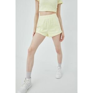 Juicy Couture rövidnadrág női, sárga, sima, magas derekú