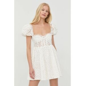 For Love & Lemons vászon ruha fehér, mini, harang alakú