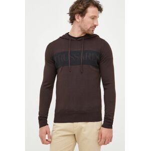 Trussardi gyapjúkeverék pulóver könnyű, férfi, barna
