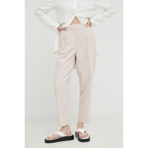 Bruuns Bazaar nadrág női, rózsaszín, magas derekú egyenes