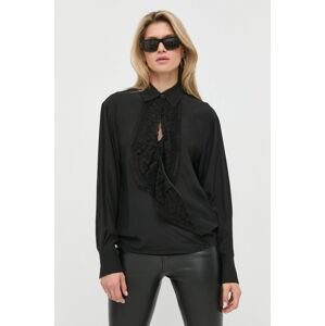 Victoria Beckham selyem ing női, galléros, fekete, relaxed