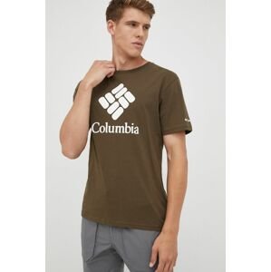 Columbia t-shirt zöld, férfi, nyomott mintás